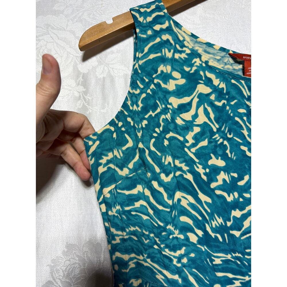 Sundance Midi Dress 6 Blue Wave Handkerchief Asymmetric Hem FLAW - Picture 5 of 11